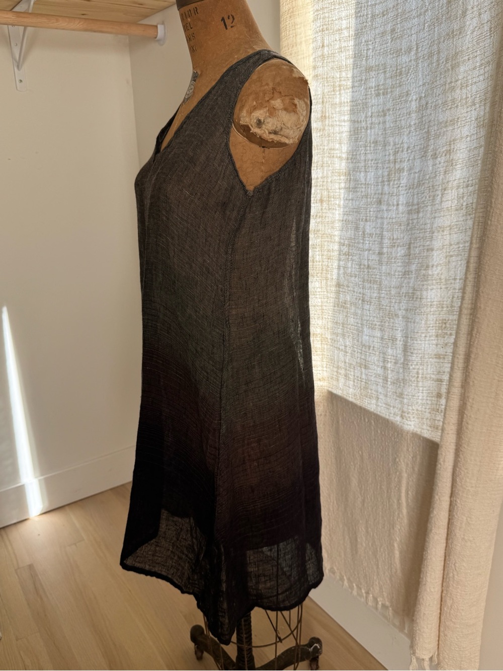 FLAX sheer linen ombre dress/ layer - Picture 5 of 9